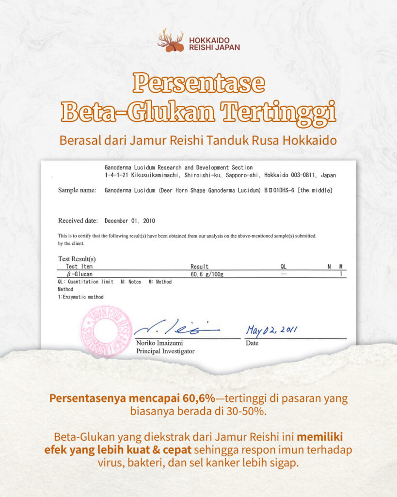 OUKU DEER HORN HOKKAIDO REISHI-Persentase Beta-Glucan Tertinggi